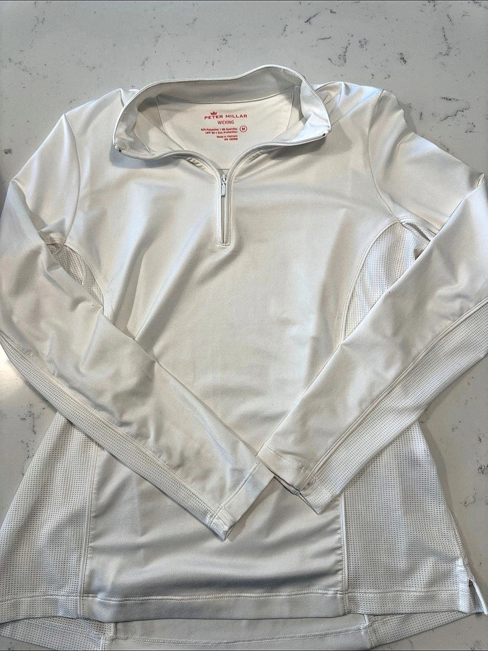 Peter Millar Wicking Quarter-Zip White Size Medium